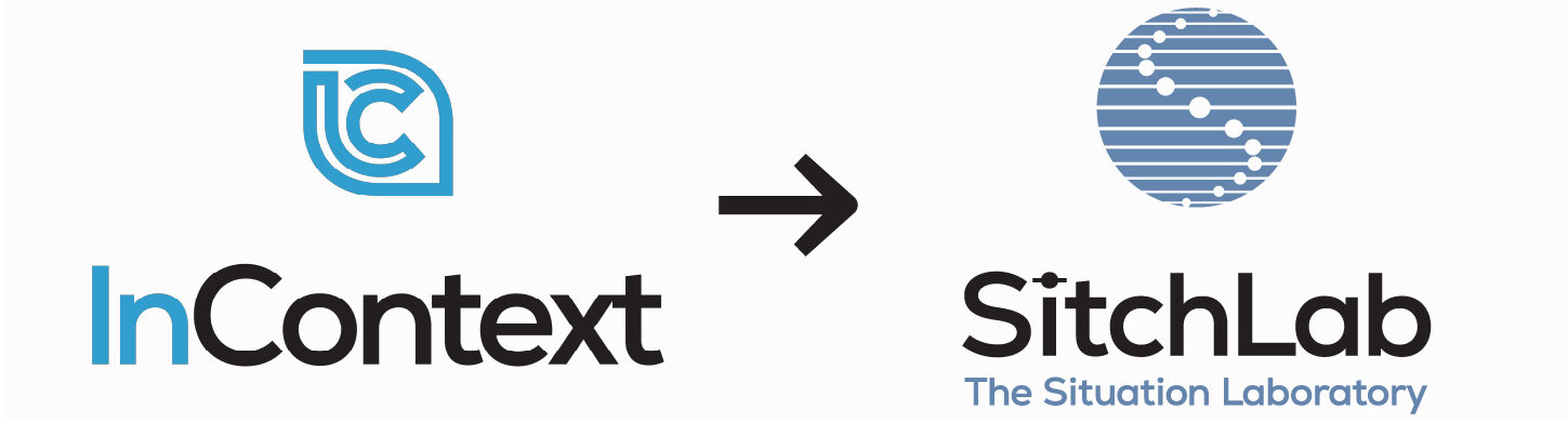 The InContext Logo sits on the left with an arrow pointing right towards the SitchLab Logo with reads "The Situation Laboratory" underneath.
